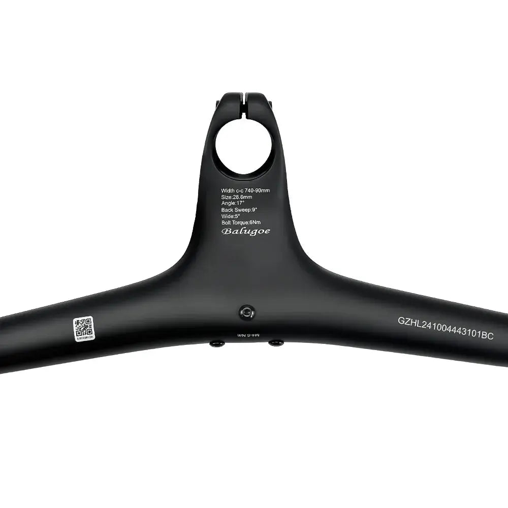 BALUGOE Carbon MTB Integrated Handlebar 28.6mm -17Degree Mtb Handlebars with Stem 740mm 60/70/80/90/100mm Bicycle Handlebar by InterCyprus Trading Ltd