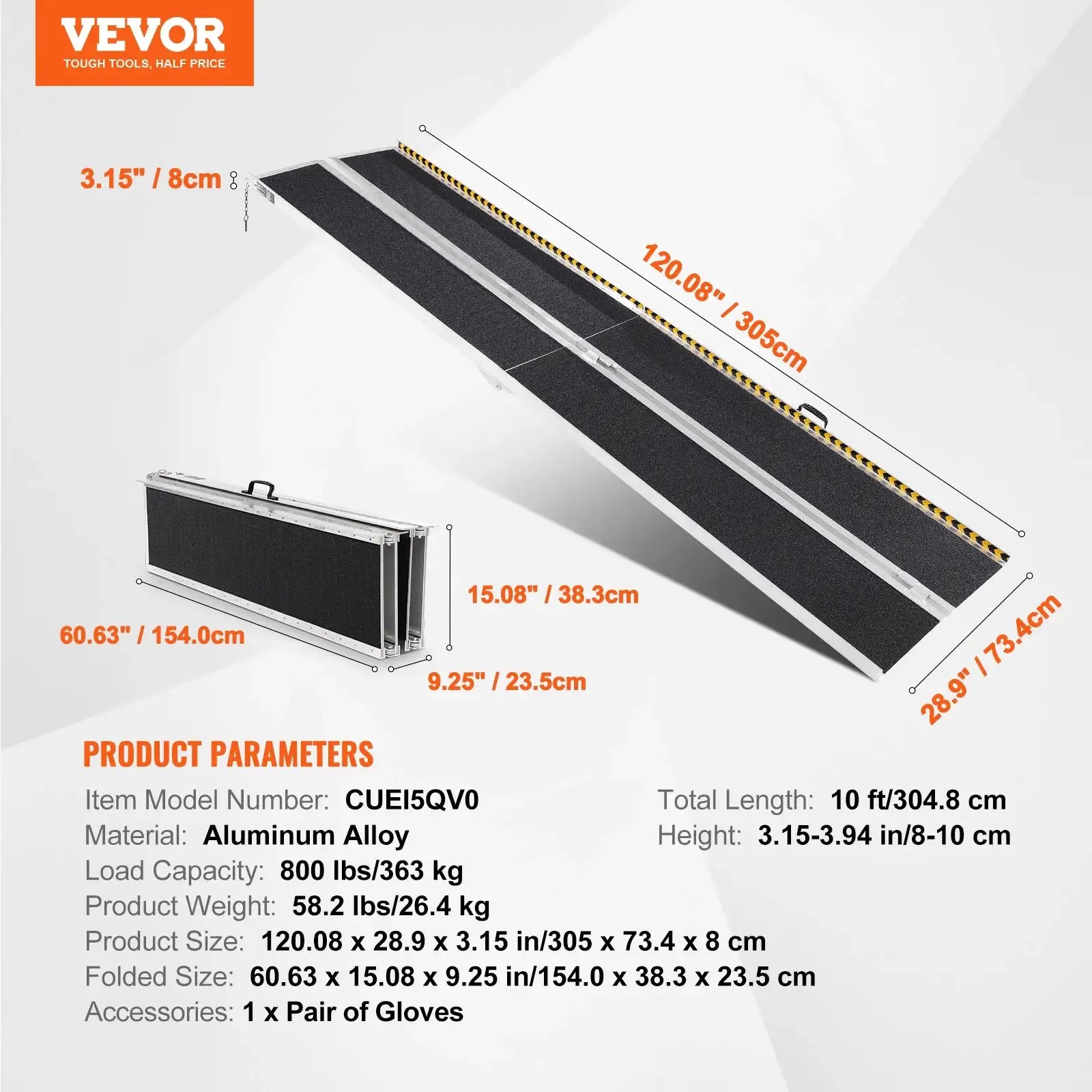 Portable Wheelchair Ramp - Non-Slip Design 120in / Poland
