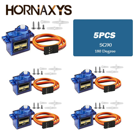SG90 9G Micro Digital Servo Motor &ndash; Precision Control with 180/360 Degree Rotation 5PCS-360 Degree
