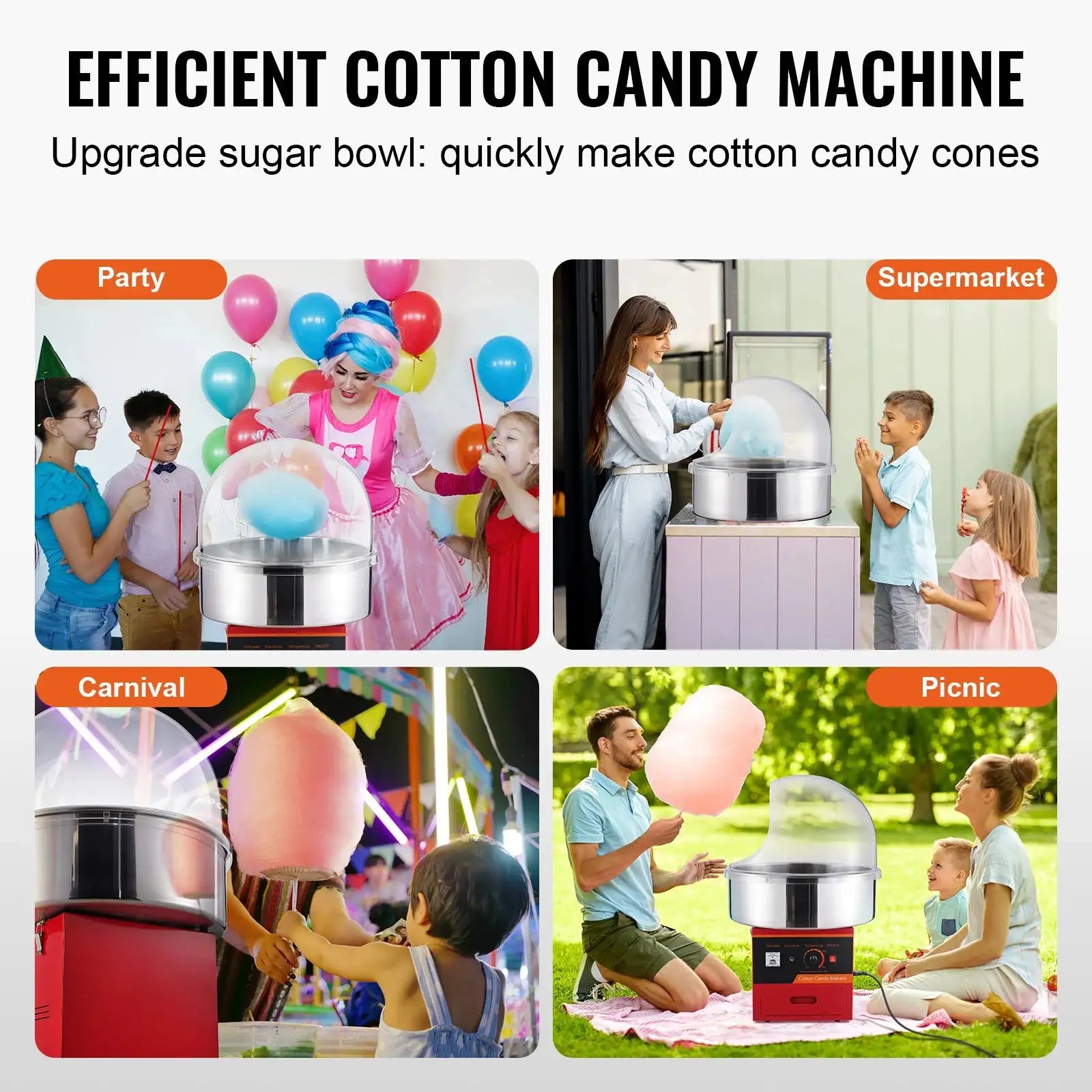 1000W Commercial Cotton Candy Machine With Cover