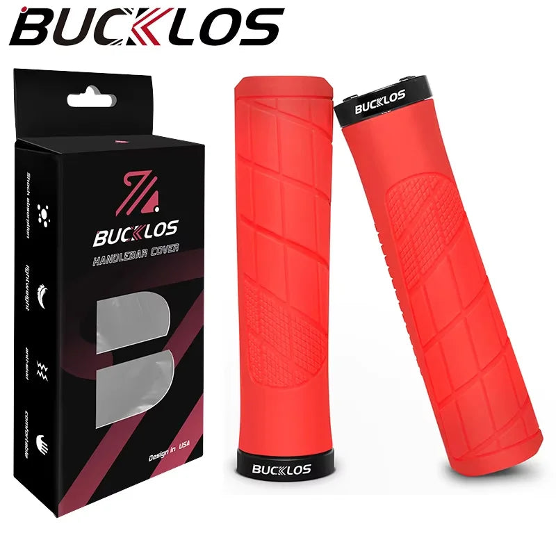 BUCKLOS Lockable Shock-Absorbing Bicycle Handlebar Grips Conventional-Red