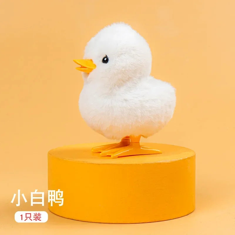 Yellow Jumping Chicken Wind-Up Plush Toy for Kids 2-4 Years White Duck