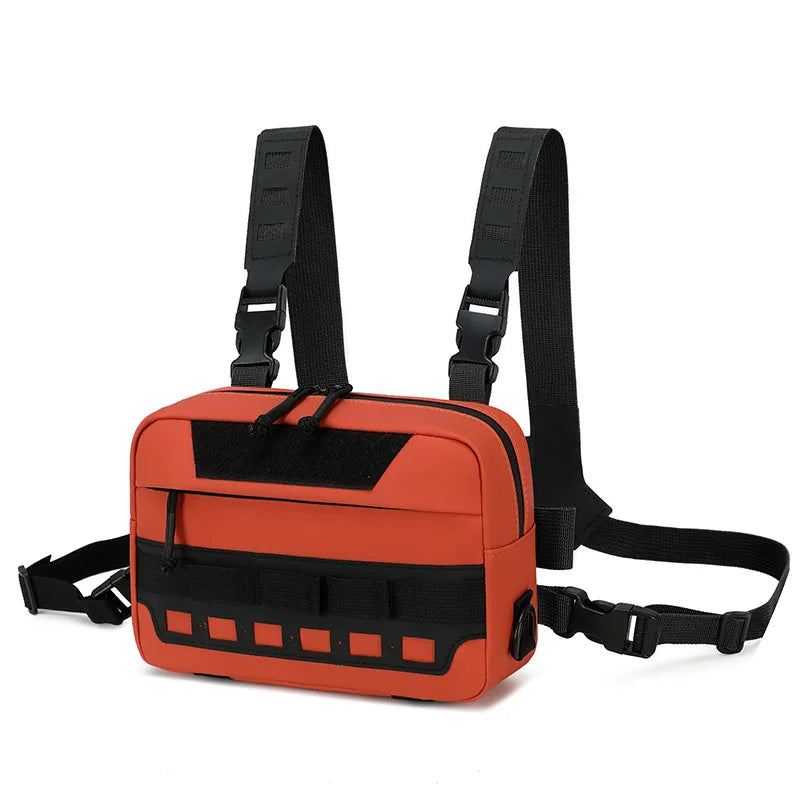Outdoor Climbing Vest Bag Tactical Chest Rig &ndash; Laser Molle Orange