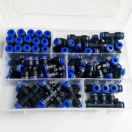 Boxed 51 PCs PU-6 Pneumatic Fitting Kit &ndash; Comprehensive 6mm Air Hose Connector Set