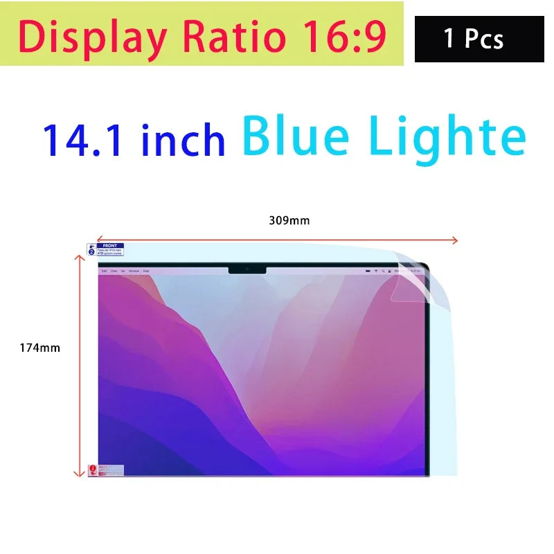 Notebook Screen Protector 13 to 15.6 Inch &ndash; Anti-Glare Soft Film for Laptops and Tablets 14 Blue 309x174mm1P