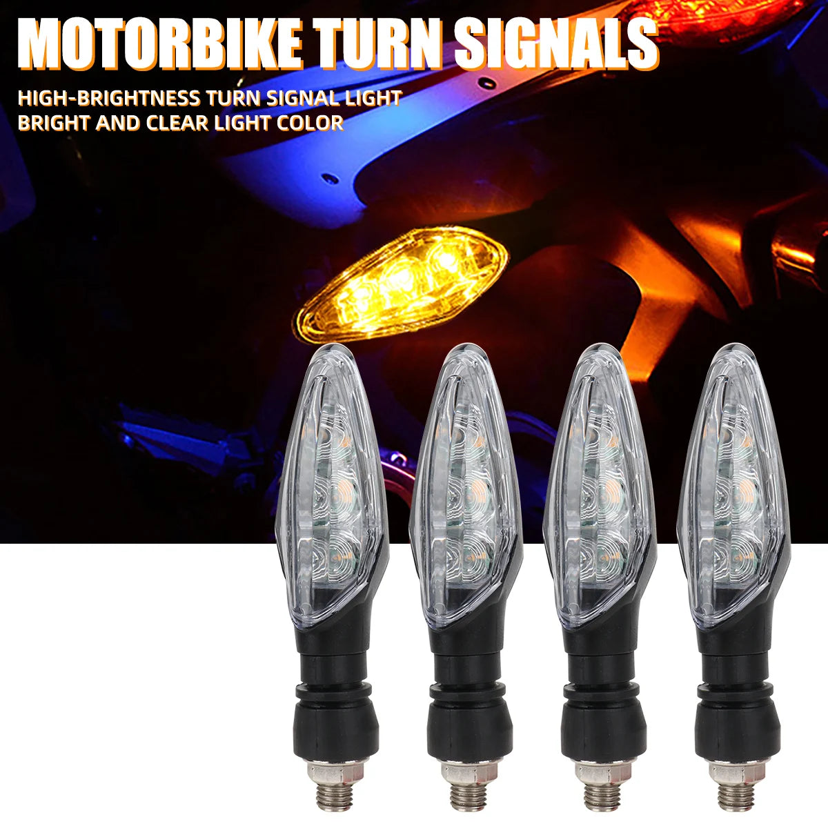 4Pcs LED Motorcycle Turn Signal Light &ndash; Waterproof Amber Blinker Indicators Default Title