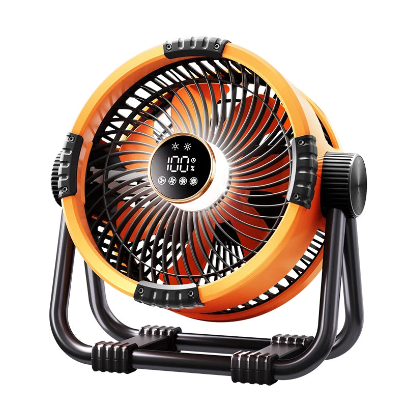 Camping Fan 20000mAh &ndash; Rechargeable With Hook Light Orange