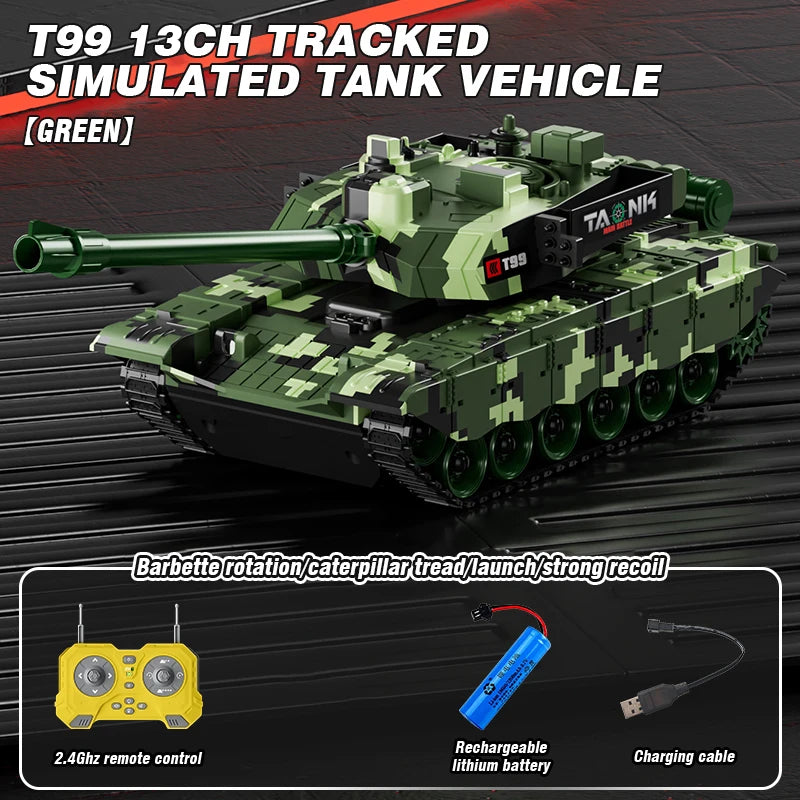 RC Tank 13 Channel &ndash; Shooting Function Battle Ready T99 green