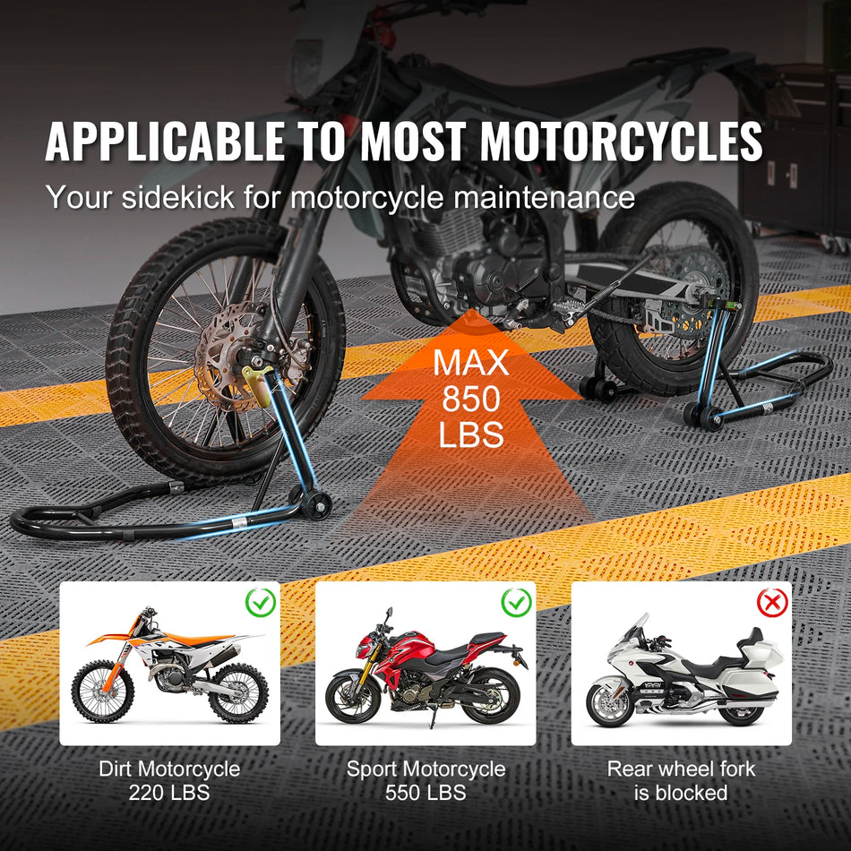 Soporte Elevador de Motocicleta 850lbs Combo Delante y Detrás