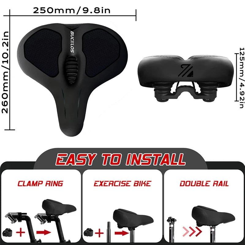 Bucklos Oversized Widened Bicycle Saddle With Shock Absorption Ergonomic Comfort
