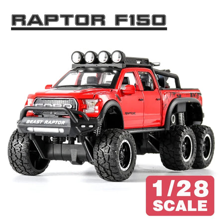 1/28 Raptor F150 &amp; G63 Alloy Diecast Monster Truck Model Toy Red