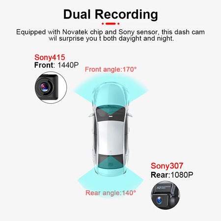 ACCEO 4K Dash Cam WIFI Car DVR - Dual Lens 24H Monitor