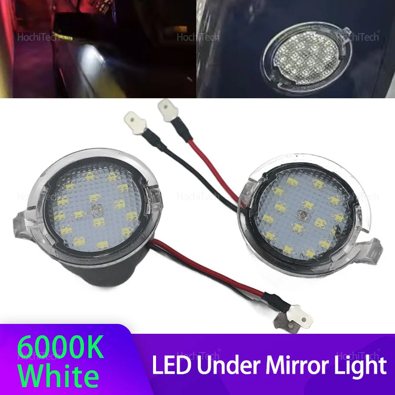 Valkoiset LED-sivupeilin lammikkovalot 2 kpl Ford Edge F-150:lle