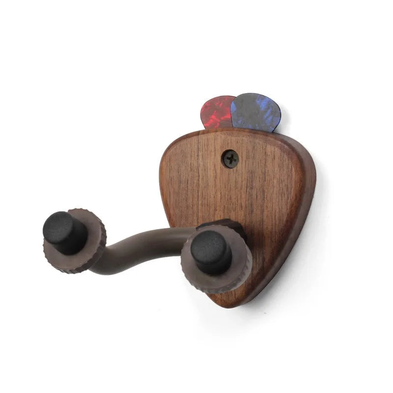 Wandmontierter Gitarrenhalter aus Walnuss für Ukulele, E-Gitarre und Bass