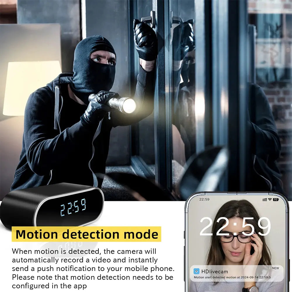 Mini Camera Clock 1080P &ndash; Wireless Wifi Control with Night Vision