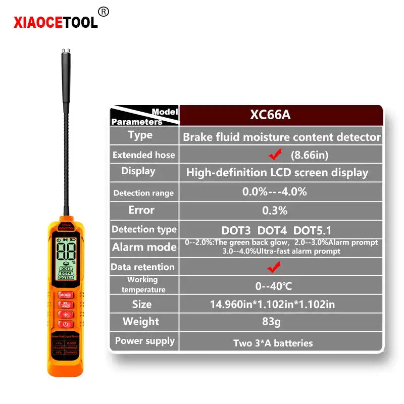 Xiaocetool 5 LED Brake Fluid Tester Pen DOT3 DOT4 DOT5.1 XC66A
