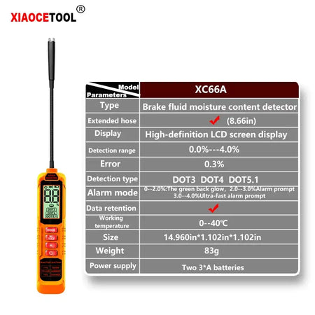 Xiaocetool 5 LED Brake Fluid Tester Pen DOT3 DOT4 DOT5.1 XC66A