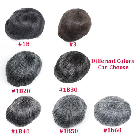 Bfirehair 0.08-0.10MM Full Skin PU Men&rsquo;s Toupee with V Loop Remy Hair