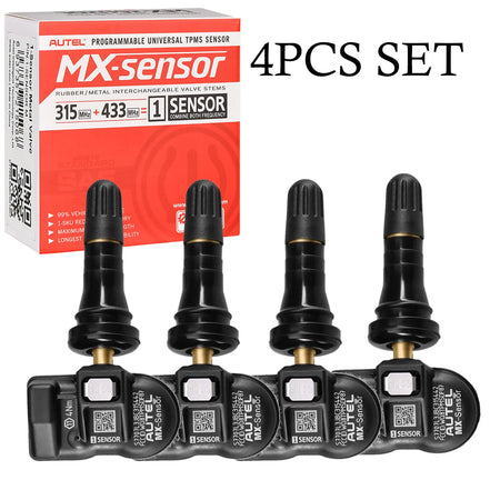 Autel TPMS MX Sensor 315MHz 433MHz - Cloneable Programming 4pcs Rubber Valve / UNITED KINGDOM