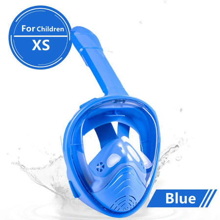 Anti-Fog Full Face Diving Mask, Snorkeling Mask, Swimming Gear Blue XS Children