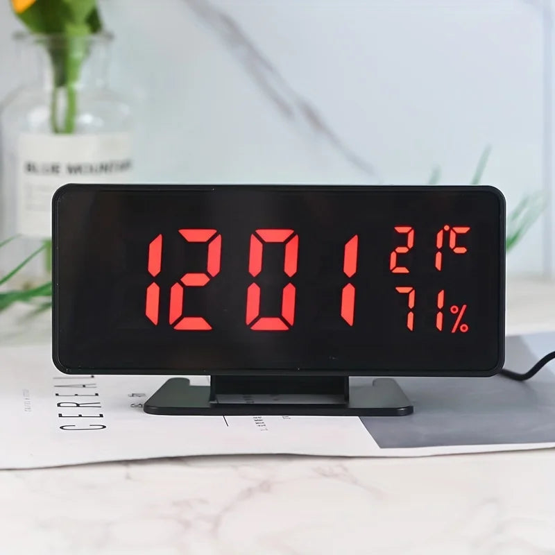 Digital Alarm Clock with Temperature and Humidity Display, 3 Alarms, and Snoozeu529fu80fd C23064-R