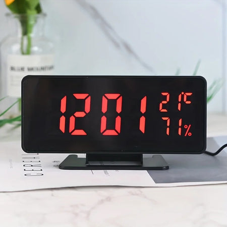 Digital Alarm Clock with Temperature and Humidity Display, 3 Alarms, and Snoozeu529fu80fd C23064-R