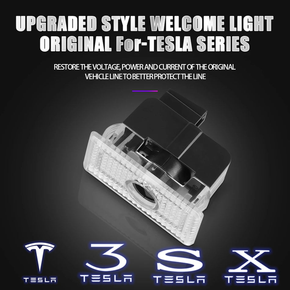 LED-logo tervetuloa valo Tesla Model 3:lle, Model S:lle 2015-2016, Model X:lle 2016.