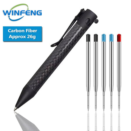 LISM Tactical Bolt Action Pen &ndash; Emergency Glass Breaker Carbon With Refills