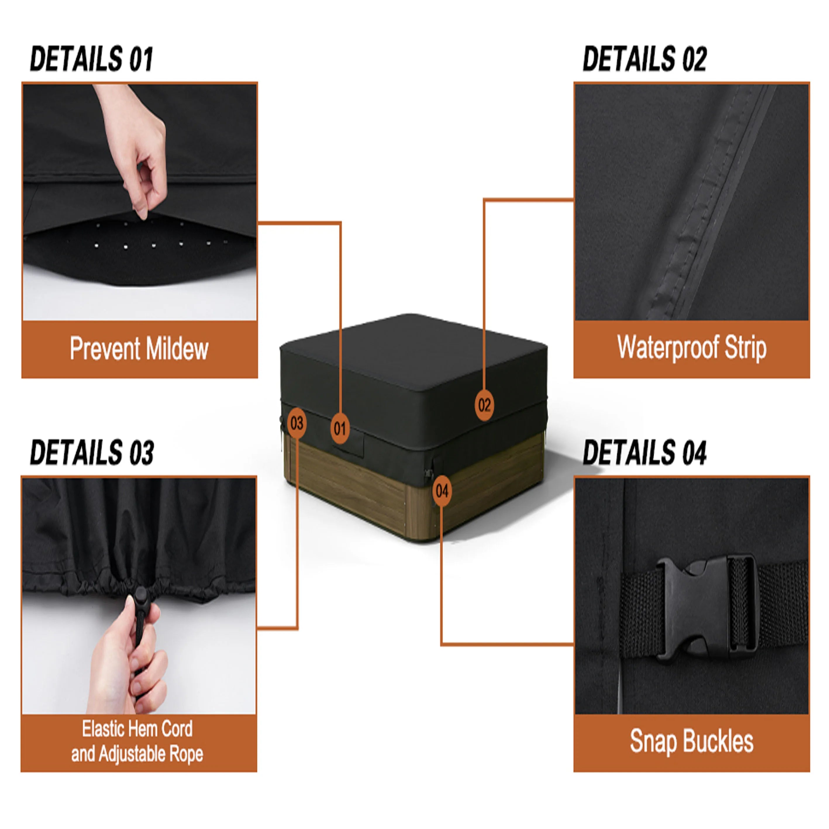 600D Oxford Hot Tub Dust Cover Cap &ndash; Waterproof UV Guard