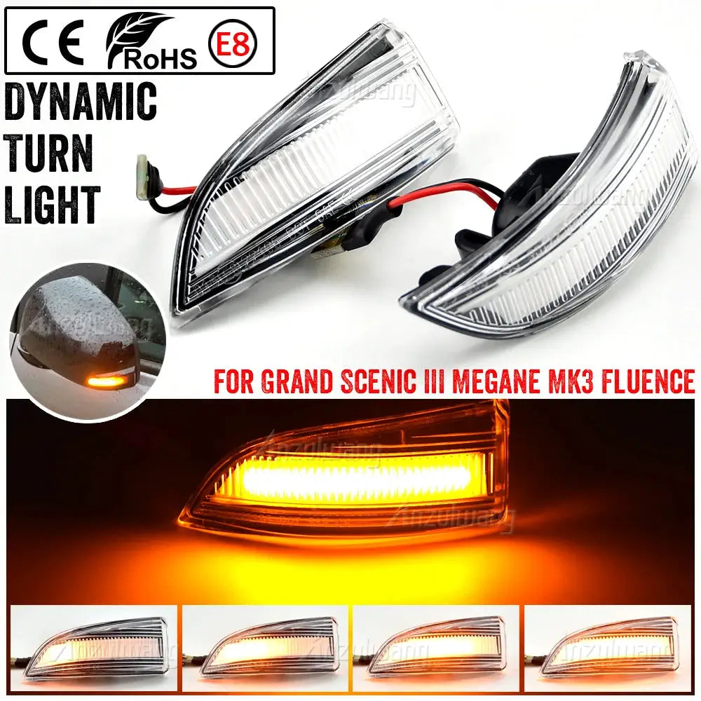 Sequential LED Side Mirror Turn Signal Light for Renault Megane MK3 by InterCyprus Trading Ltd