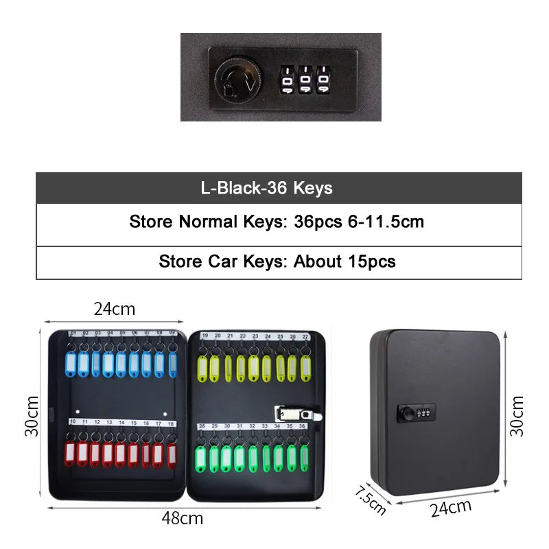 Key Safe Box New Multi Keys Storage &ndash; Secure Key Organizer L-black-code