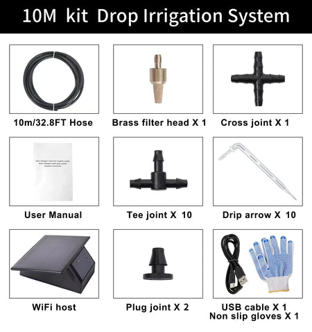 Smart Solar Water Timer &ndash; Automatic Drip Irrigation Control Black Tube 10Heads