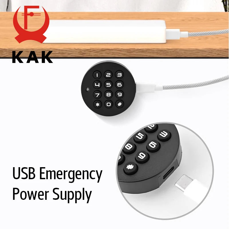 KAK Säkerhetsskåp Lås med Lösenord Nyckellös Dörrlås Låda Kombination Kodlås för Gymskåp Elektroniskt Möbellås