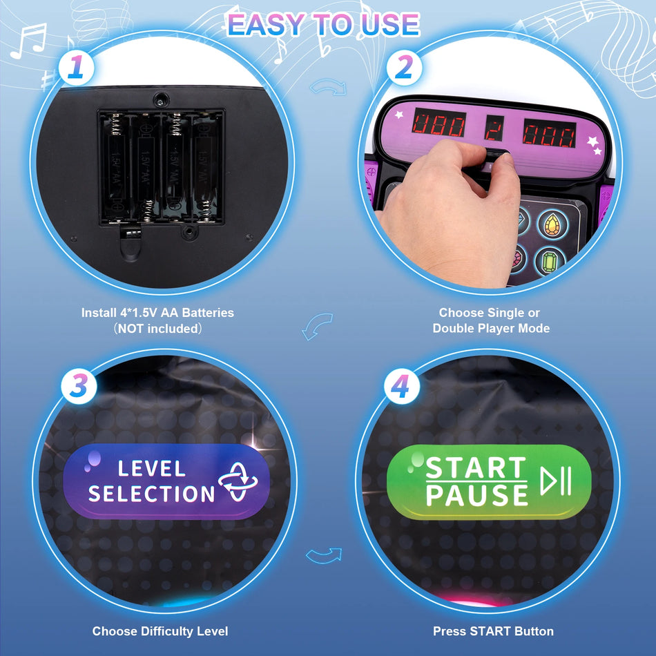 Kids Electronic Dance Mat 106x80cm &ndash; Interactive Light and Bluetooth Music Toy