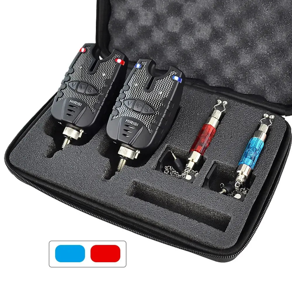 Hirisi Carp Fishing Bite Alarm Set with Waterproof Blue LED Swingers B1137BR