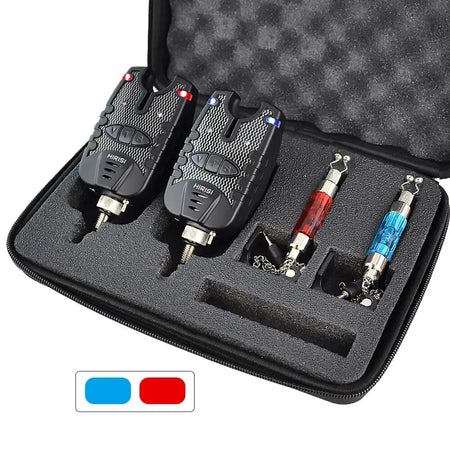 Hirisi Carp Fishing Bite Alarm Set with Waterproof Blue LED Swingers B1137BR