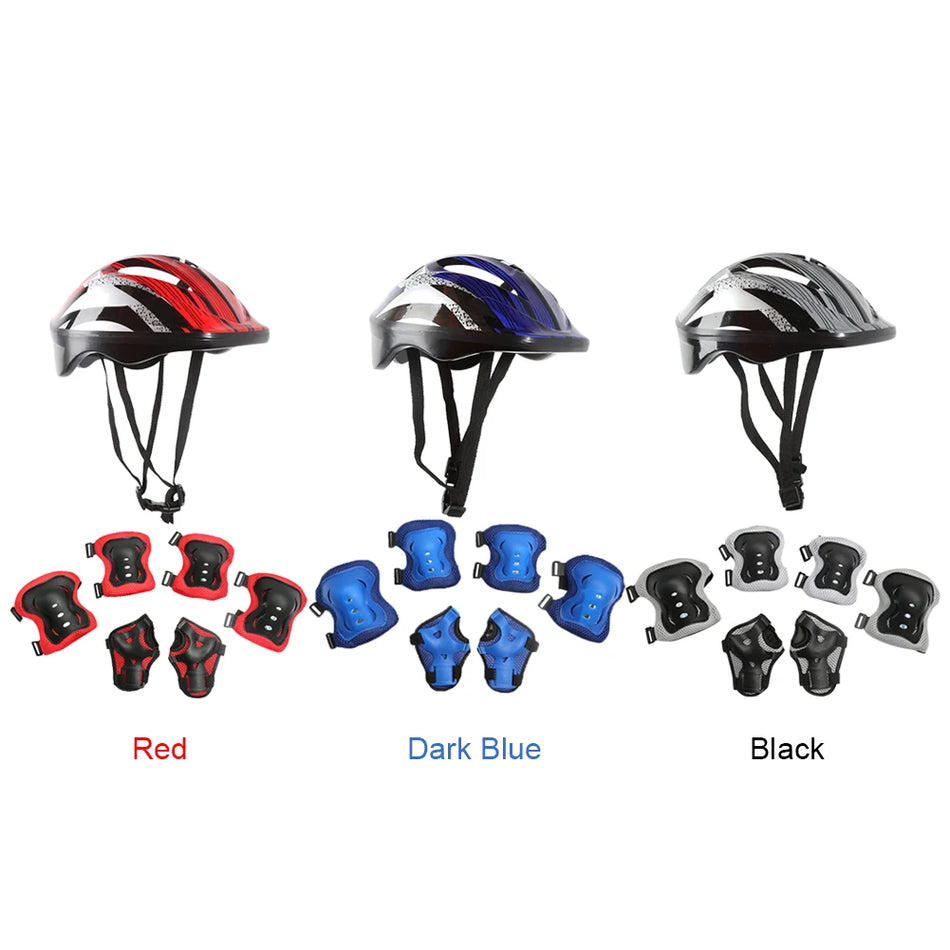 Kids Safety Ride Gear Set with Adjustable Helmet and Pads, Breathable 48-55cm