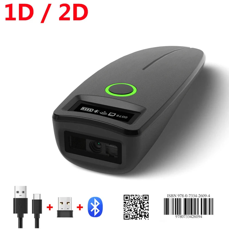 Mini Viivakoodinlukija USB Bluetooth 2.4G Langaton, 1D/2D QR PDF417 Lukija