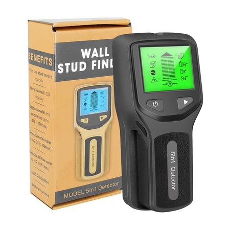 JUANJUAN 5 In 1 Wall Stud Detector &ndash; Backlit Display black