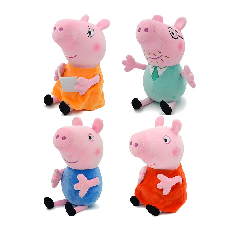 🟠 30cm Peppa Pig Family Plush Toys George Mom Dad Soft Stuffed Animals Peluches Dolls Boy Girl Children Birthday Gifts