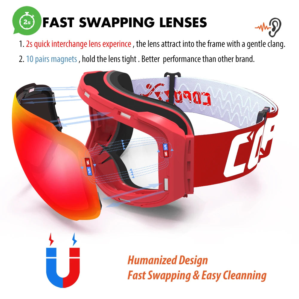 COPOZZ Magnetic Ski Goggles &ndash; UV400 Anti-Fog Protection