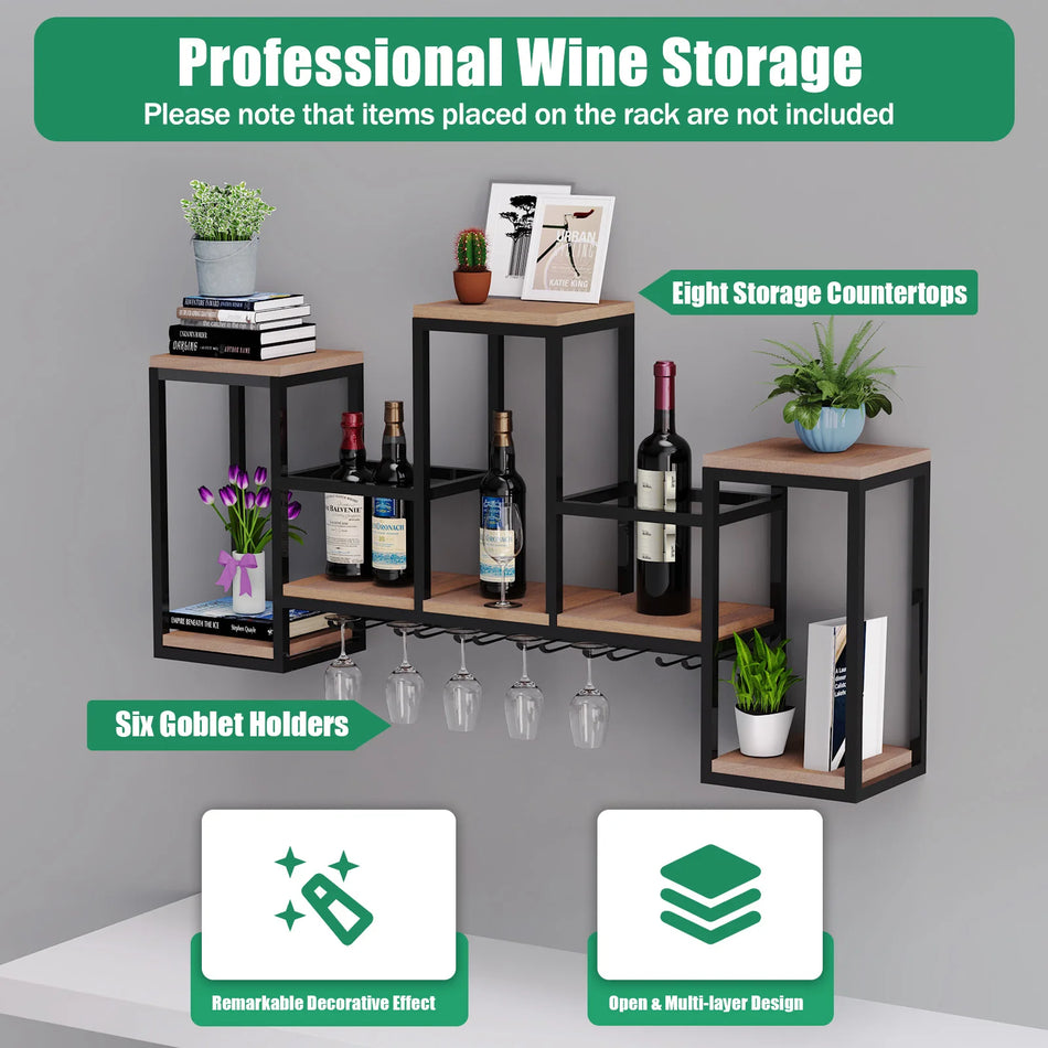 Portabottiglie in Metallo e Legno Massello – Montato a Muro 30kg