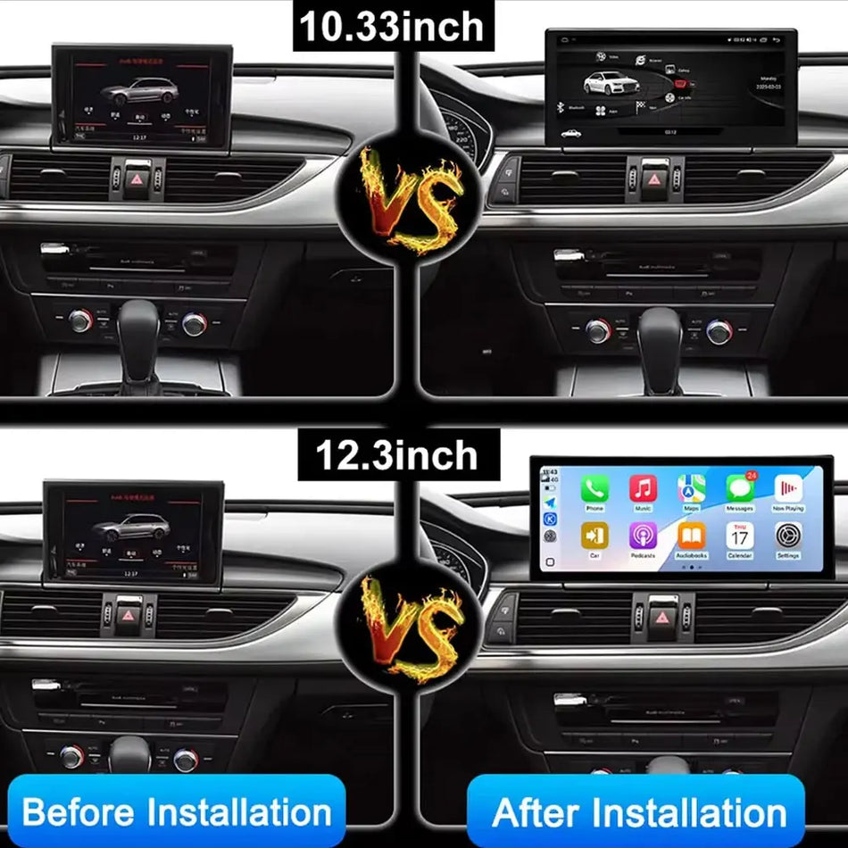 12,3-calowy jednostka głosowa Android Auto Wireless Carplay do Audi A6 C7 A7 2012-2018 QLED GPS Navi
