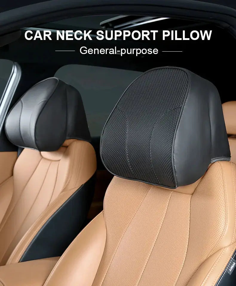Vtear Universal Car Neck Pillow Memory Foam Headrest Cushion Slip On Elastic Strap Breathable Perforated Neck Relief Accessories by InterCyprus Trading Ltd