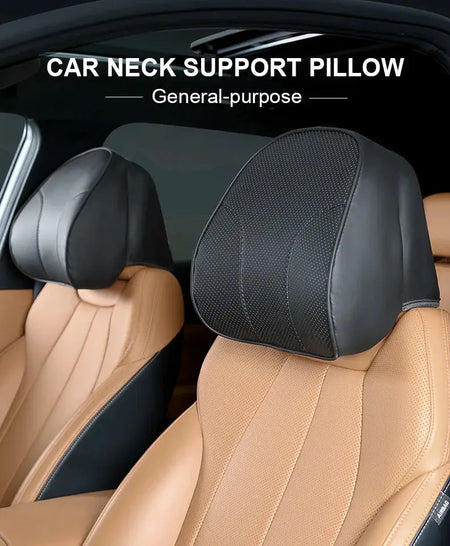 Vtear Universal Car Neck Pillow Memory Foam Headrest Cushion Slip On Elastic Strap Breathable Perforated Neck Relief Accessories by InterCyprus Trading Ltd