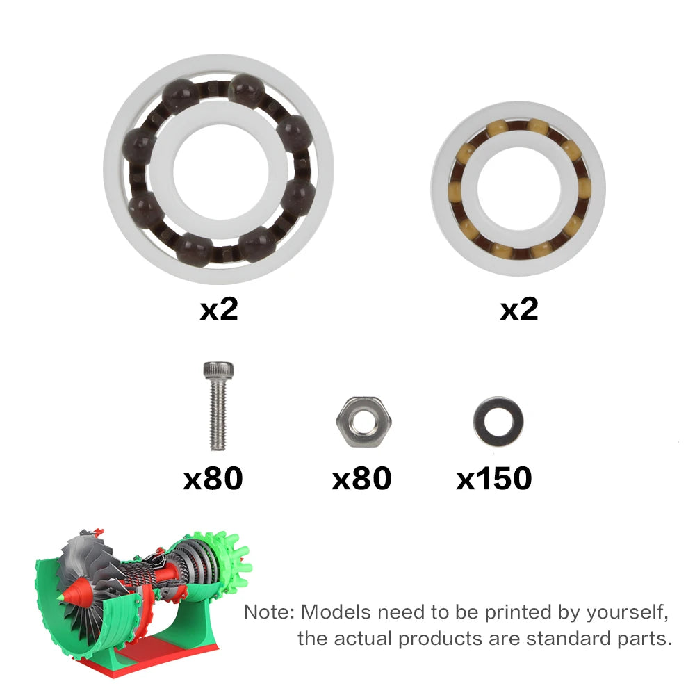 3DSWAY Jet Engine Model Components Kit for Bambu Lab 3D Printers Model Components