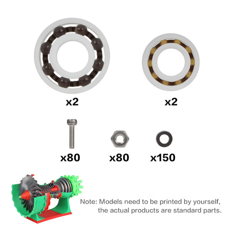 3DSWAY Jet Engine Model Components Kit for Bambu Lab 3D Printers Model Components