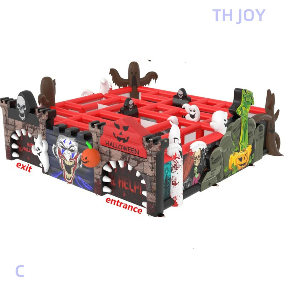Προσαρμοσμένος Υπαίθριος Φουσκωτός Λαβύρινθος με Θέμα Φάντασμα για το Halloween