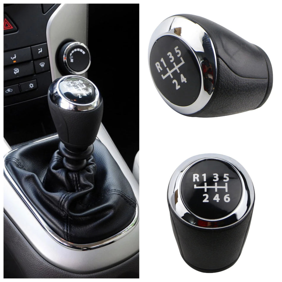 Cabo da Alavanca de Mudança para Chevrolet Aveo Sonic T300 Cruze Acabamento em Preto Cromado Instalação Direta Sem Rosca