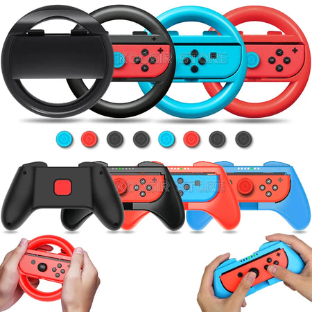 Nintendo Switch Game Accessories Set &ndash; Enhanced Gaming Experience with Joy Con Handle and Racing Steering Wheel